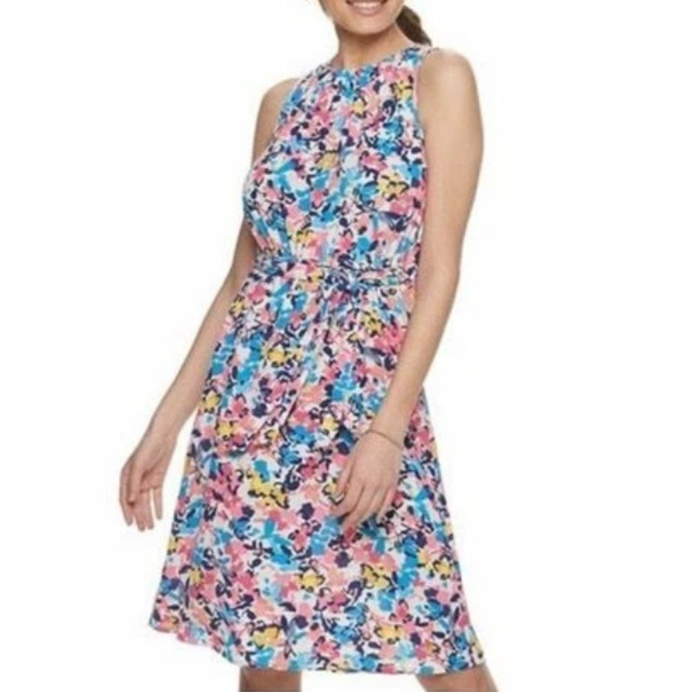 Juicy Couture Cinch Waist Halter Floral Dress Women's Size M Multicolor Summer